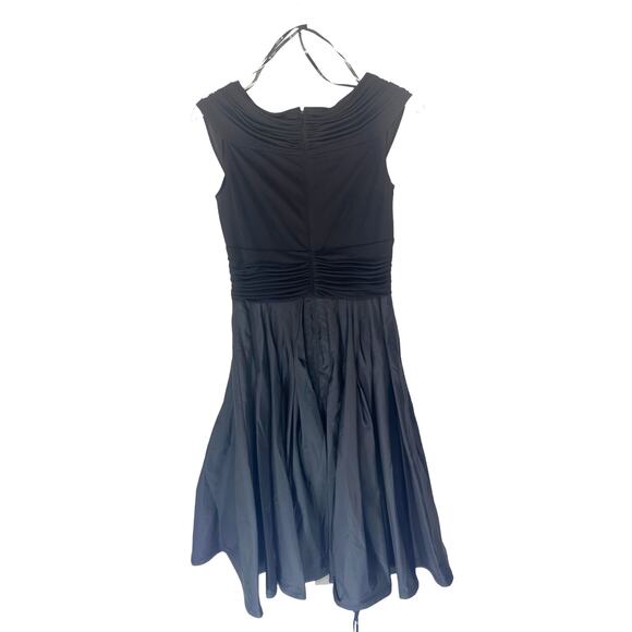 Tadashi Shoji Dress Black Ruched V-Neck Formal Evening Cocktail Hour Size 8 - Picture 6 of 9